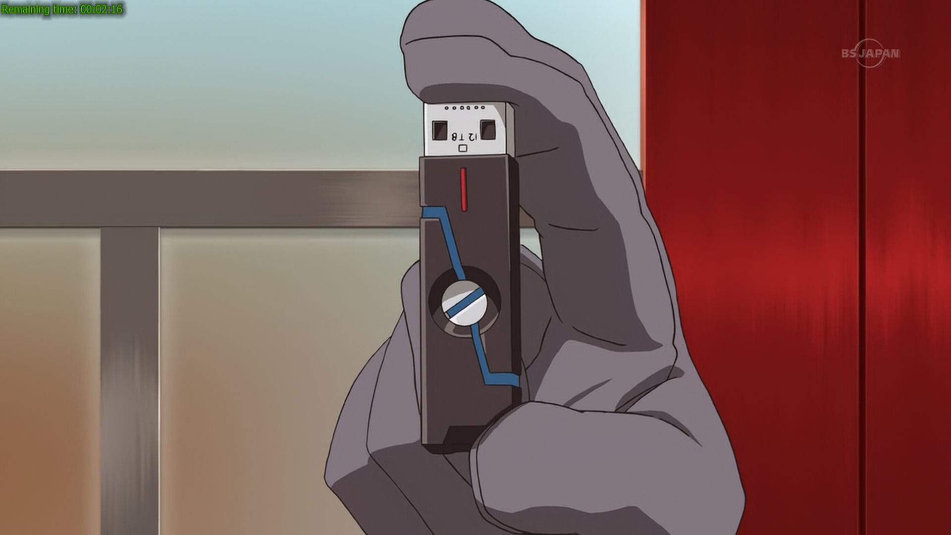 Personally, the greatest device you can find in this anime version of 2050 is not the LBX or the fortified cardboard, but the 12 Terabytes pen drive as shown above. It is funny though that that pen drive still use USB connector instead of something like Thunderbolt connector. Transferring files into/from that pendrive will surely takes hours!